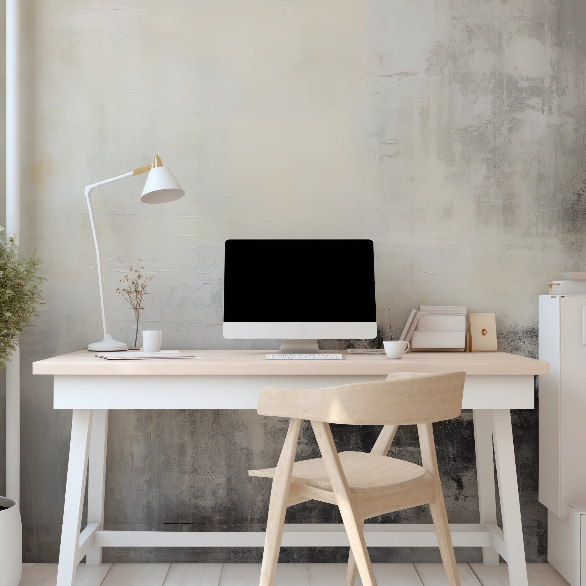 Monochrome Melody - Black and White Grungy Paint Texture Wallpaper Mural - Image 4