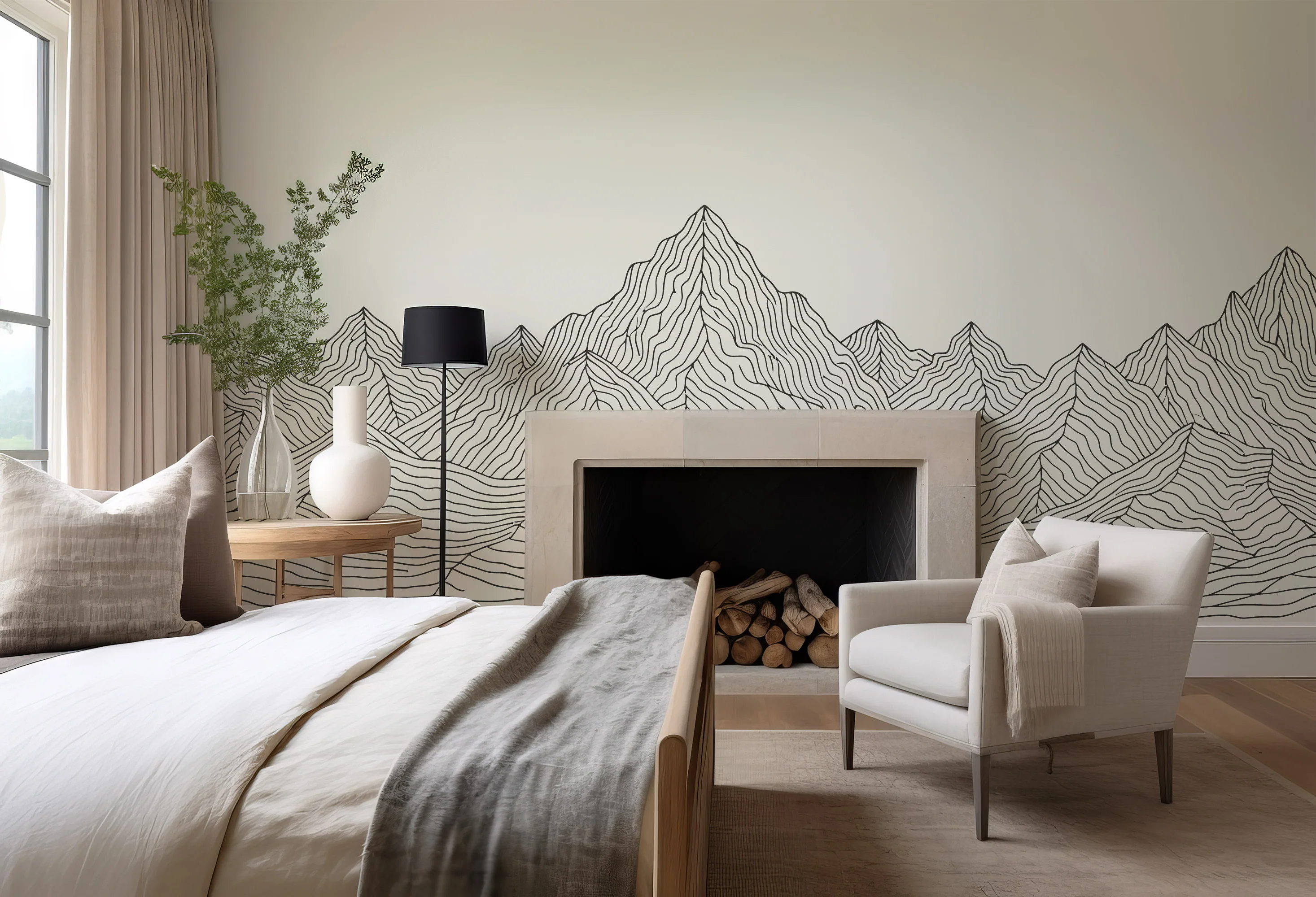 Clyro - Abstract Line Art Mountain Wallpaper Mural - Image 3