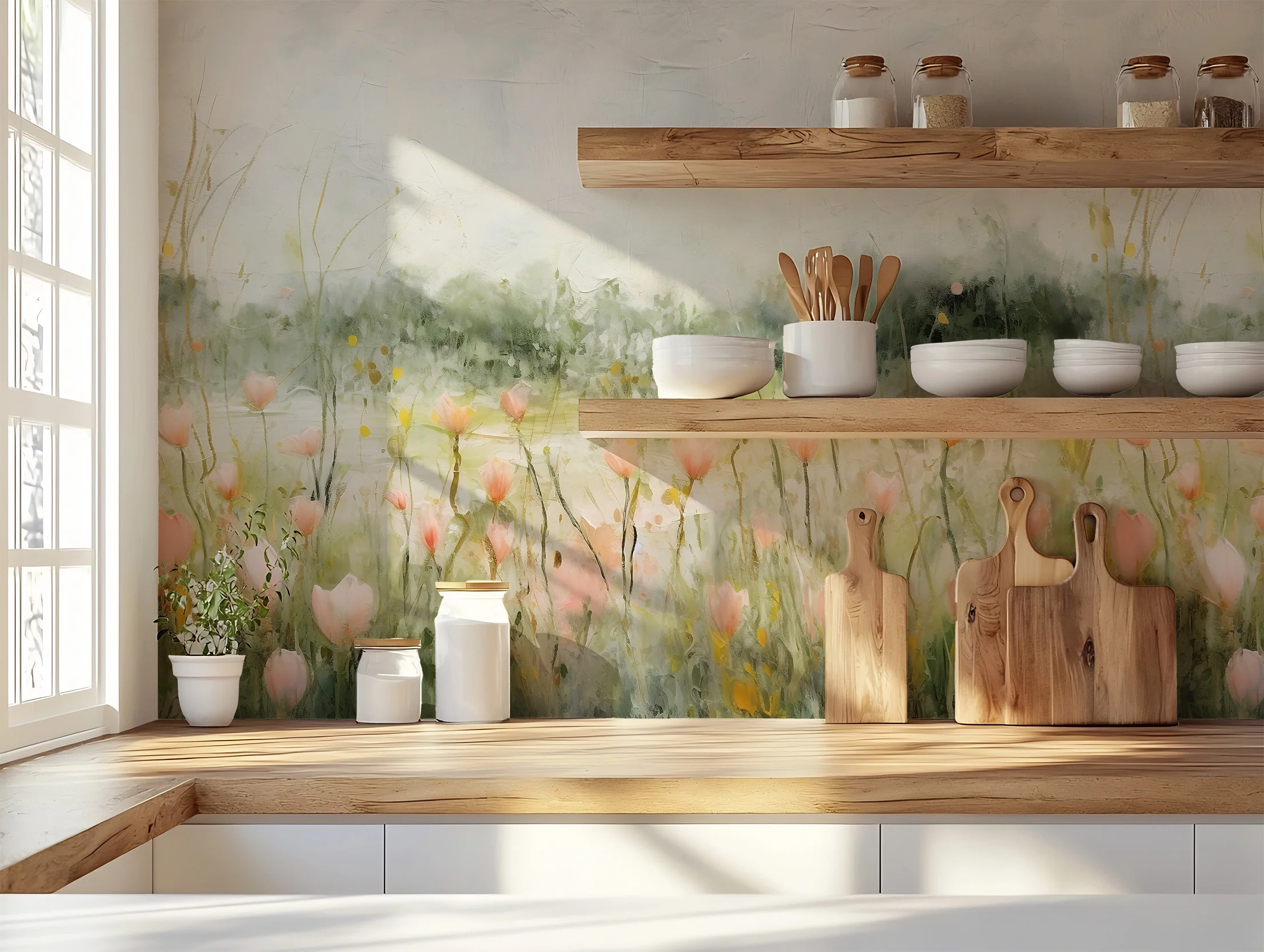 Maria - Hazy Meadow Oil Painting Wallpaper Mural - Image 3
